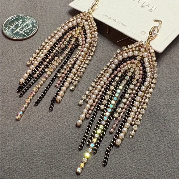 Jewelry - Brand New Gold and Black Dangle Earrings